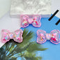 Hand Painted Bow Acrylic Beads 40mm Colorful Heart Design 5pcs 8