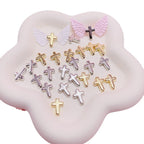 Cross CCB Plastic Acrylic Beads 15mm Metallic Gold Silver 100pcs 4