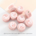 Flat Acrylic Beads 16mm Light Color Taichi Ceramic 10pcs 6