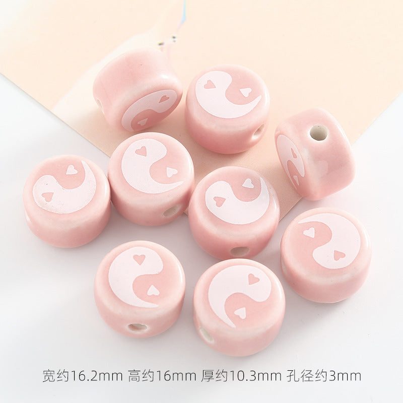 Flat Acrylic Beads 16mm Light Color Taichi Ceramic 10pcs 6