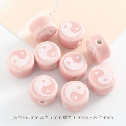 Flat Acrylic Beads 16mm Light Color Taichi Ceramic 10pcs 6