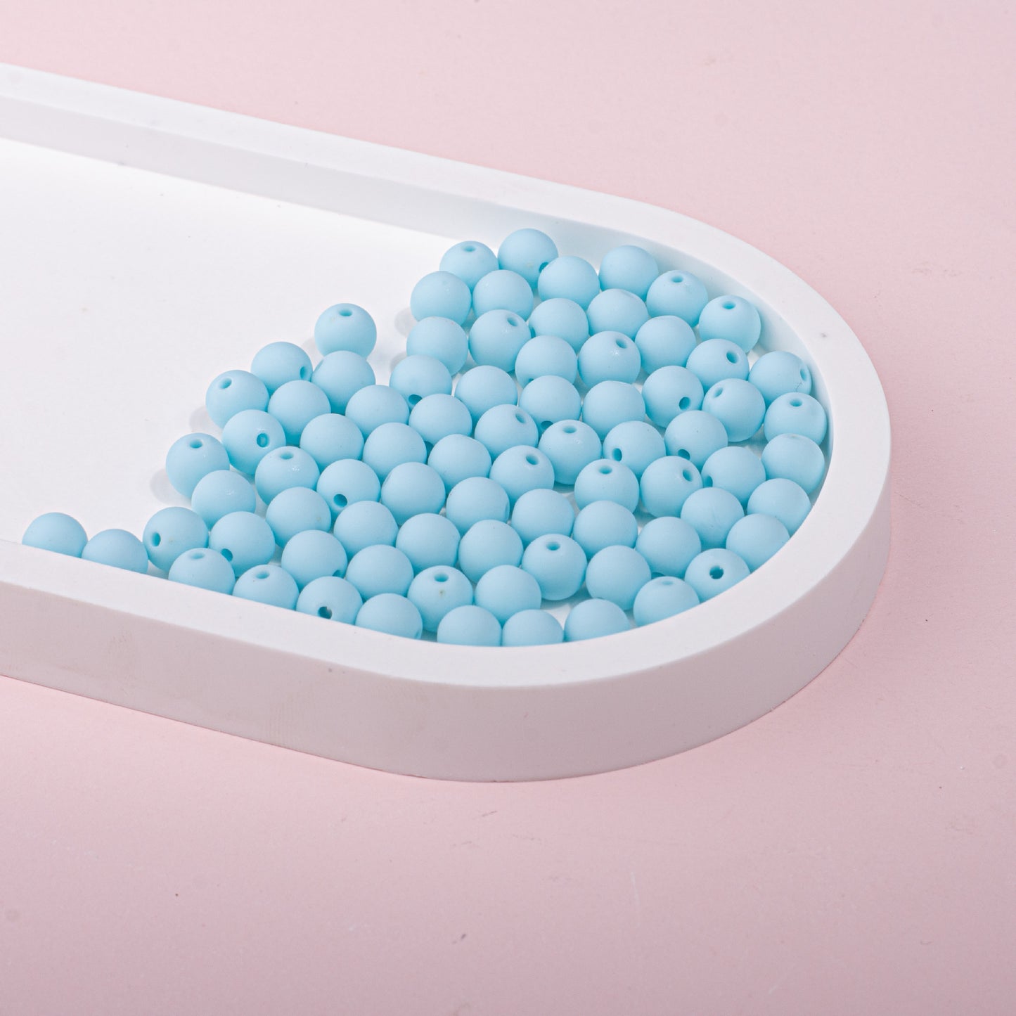 Solid Color Rubberized Round Acrylic Beads 8mm 21