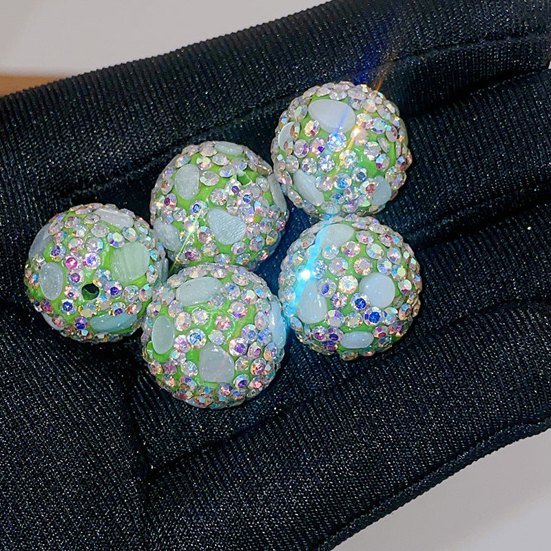 Natural Shell Embeded Rhinestone Bubblegum Ball Rhinestone Beads 16mm 10pcs 9