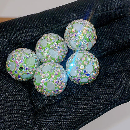 Natural Shell Embeded Rhinestone Bubblegum Ball Rhinestone Beads 16mm 10pcs 9