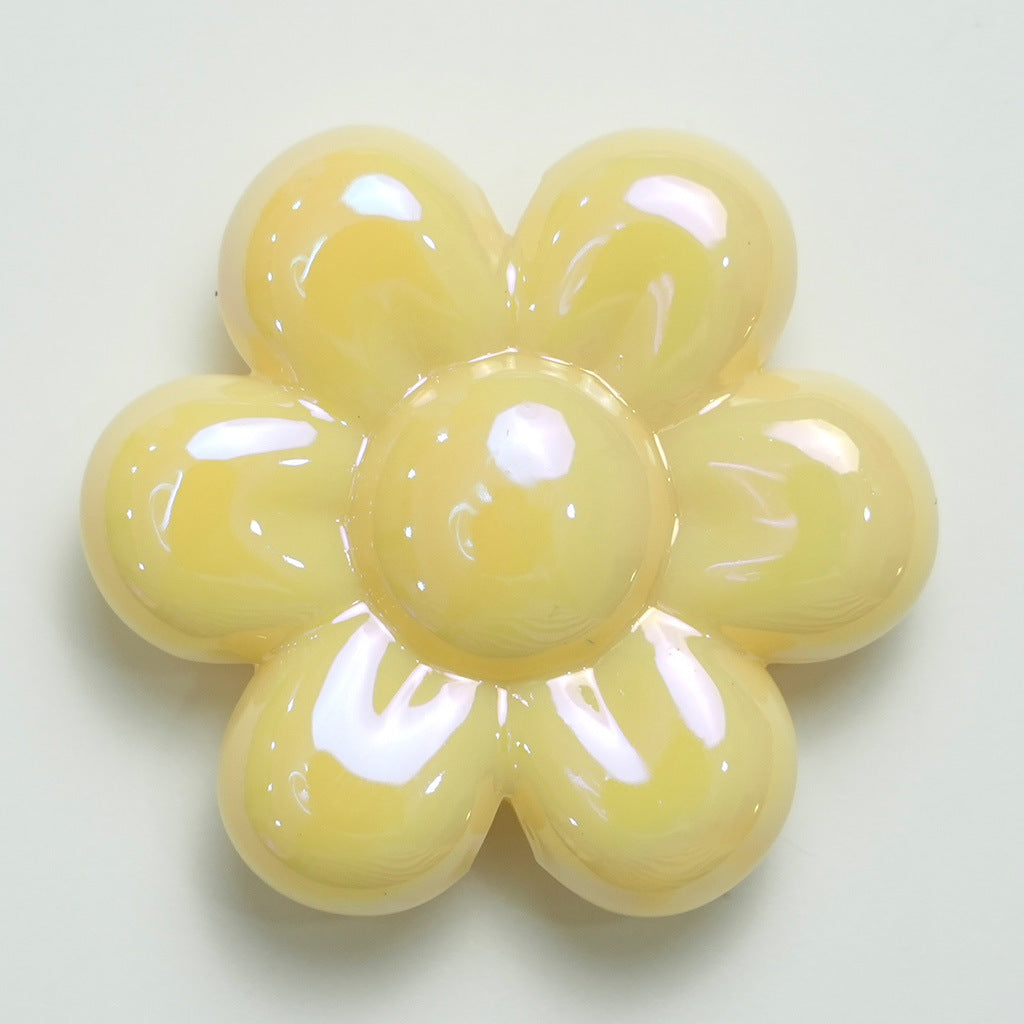 UV Plating Flower Acrylic Beads 32mm Glossy Pastel Large 20pcs 13