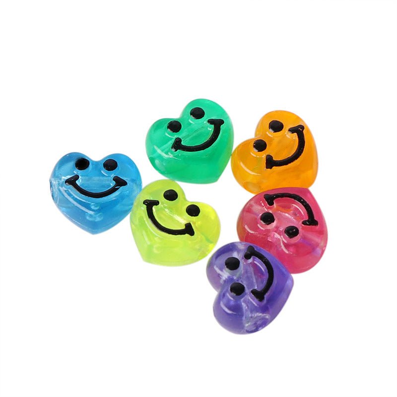 Glow Flat Smiley Star Heart Flower Acrylic Beads 10-12mm 100pcs 5