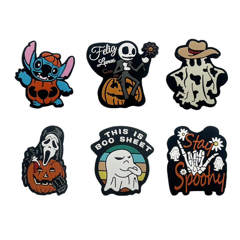 Silicone Focal Beads Halloween Ghosts and Pumpkins With Phrases 20pcs 3