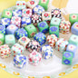 Plaid Sunflower Square Acrylic Beads 14mm Colorful Floral 10pcs 26