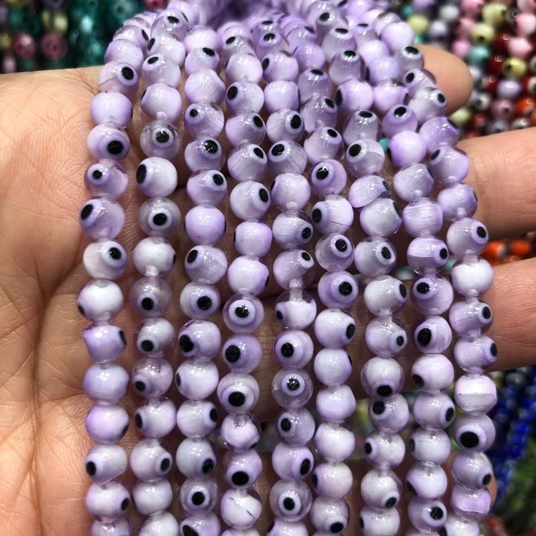 Millefiori Evil Eye Round Lampwork Glass Beads 6mm 124pcs 24