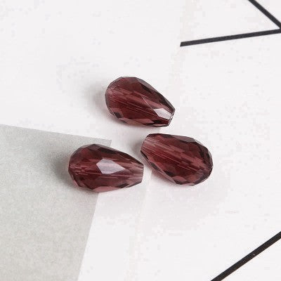 Faceted Teardrop Glass Beads 8x11mm Transparent Mixed Colors 10pcs 11