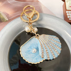 Alloy Rhinestone Shell Keychain with Diamond Pearl Inlay 10.9cm 6