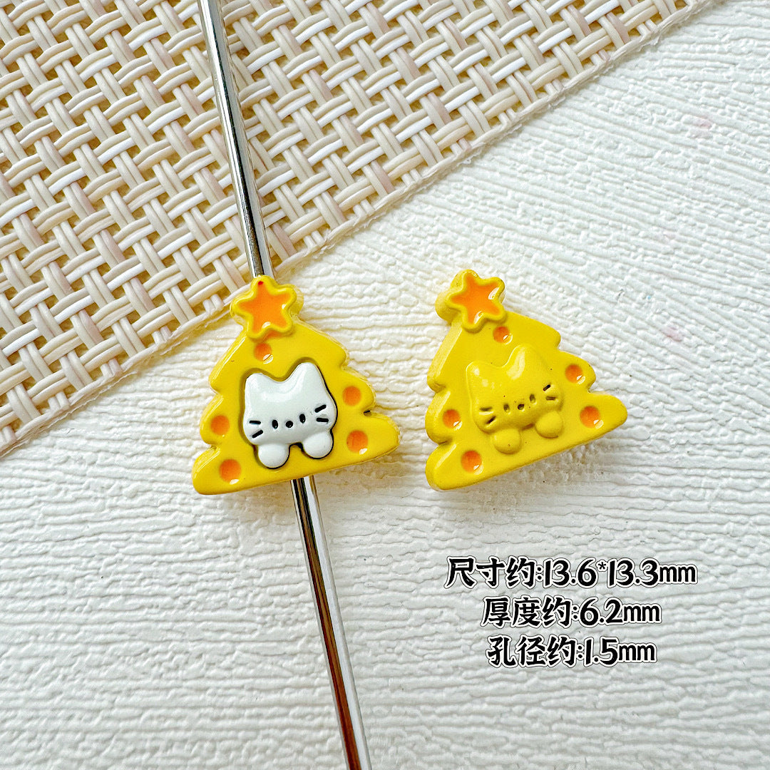 Christmas Tree and Birdcage Metal Beads 13-16mm Baking Painted 10pcs 10