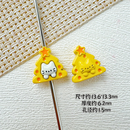 Christmas Tree and Birdcage Metal Beads 13-16mm Baking Painted 10pcs 10