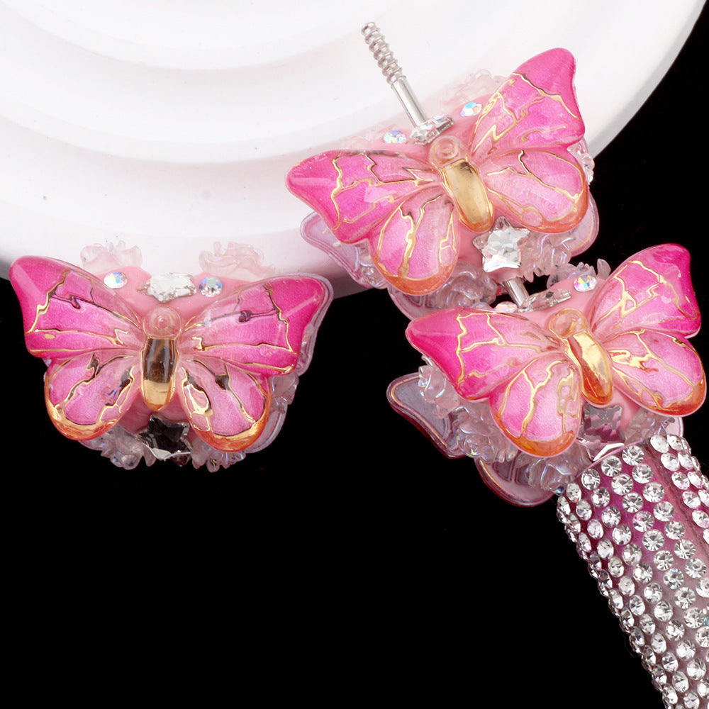 Vintage Radiant Butterfly Resin Beads 35mm Detailed Colorful 2pcs 20