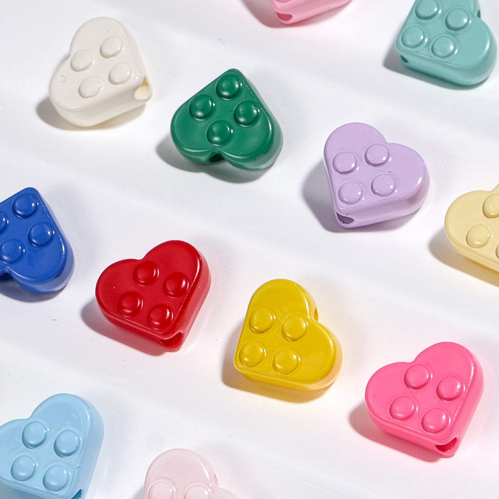 Painted Heart Acrylic Beads 12mm Glossy Raised Dot Detail 50pcs 2