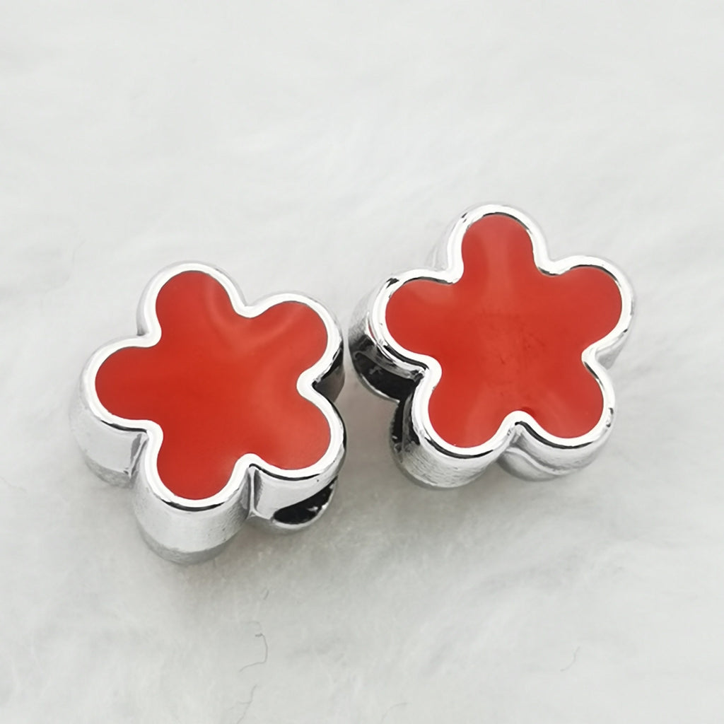 Five Petal Flower Acrylic Beads 13mm Enamel CCB Plastic 50pcs 6