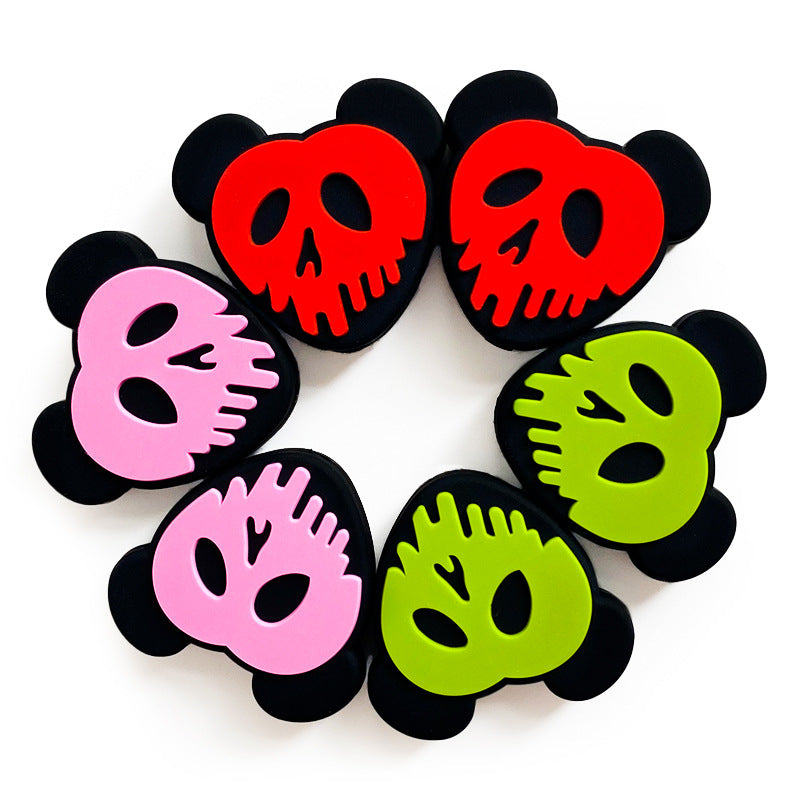 Silicone Focal Beads Poison Apple Skull Faced Hearts Neon 20pcs 4