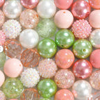 Bubblegum Beads 20mm Skin Pink Light Green Peach Chunky Mix 50pcs 2