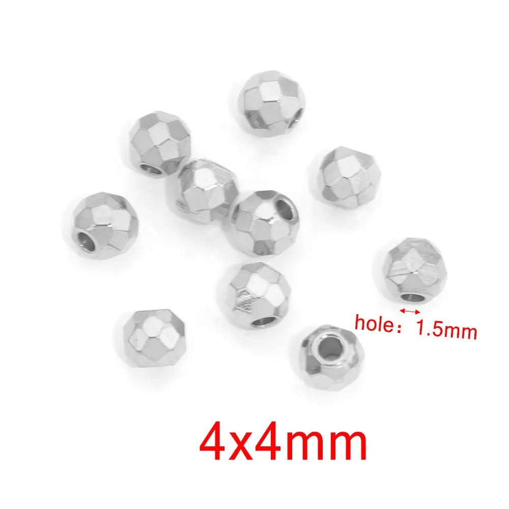 Stainless Steel Faceted Metal Beads 3-6.5mm Mixed Gold and Steel 10pcs 7