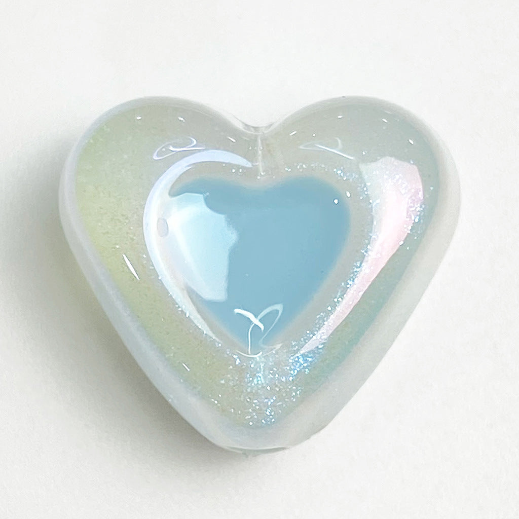 Glow Heart Acrylic Beads 15mm Two-Color Glow In The Dark 50pcs 15
