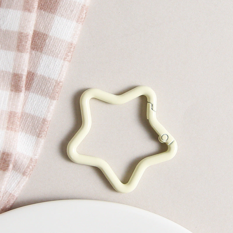 Zinc Alloy Star Trigger Spring Key Rings 41mm Baking Painted 6pcs 17