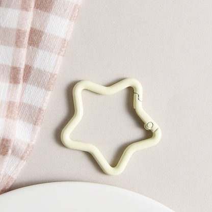 Zinc Alloy Star Trigger Spring Key Rings 41mm Baking Painted 6pcs 17