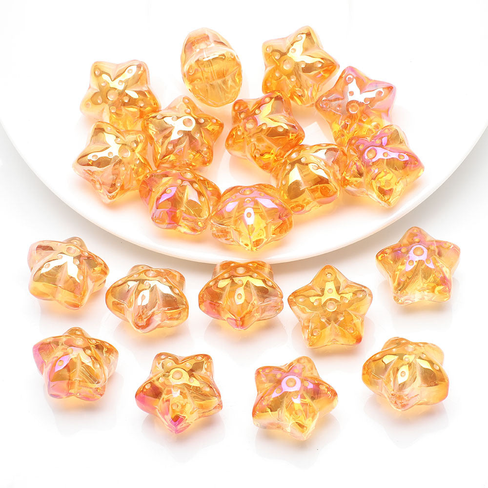 Electroplated Star Glass Beads 18mm Imitation Lunar Pit Texture 10pcs 2