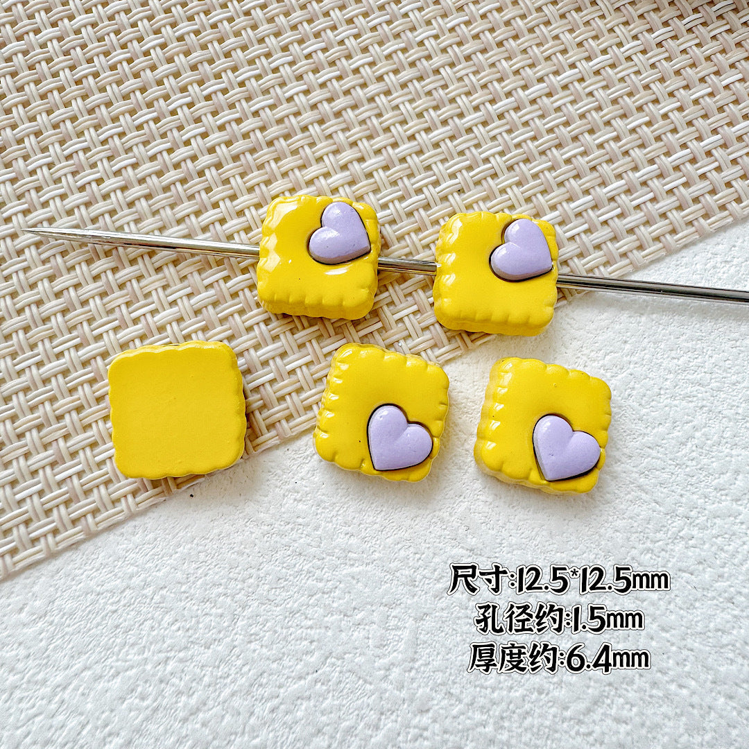 Tulip Square Heart Metal Beads 12mm Glossy Enamel Alloy 10pcs 14