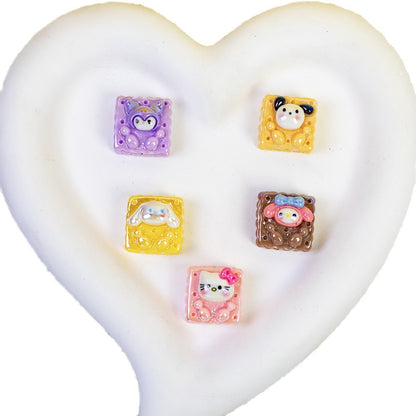 Cartoon Square Resin Beads 20mm Glossy Colorful 10pcs 5