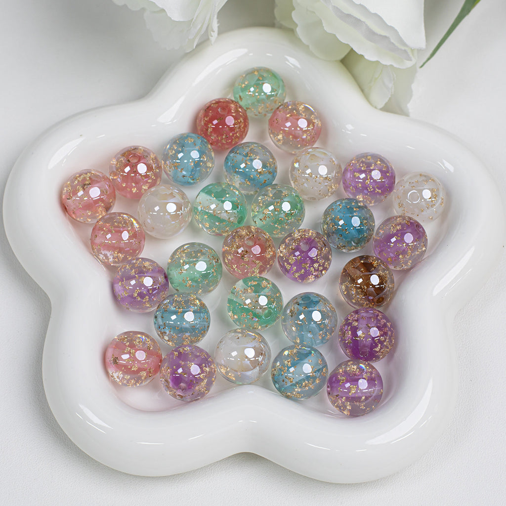 Clear Round Acrylic Beads 12mm 16mm Gold Foil Filled 40pcs 6