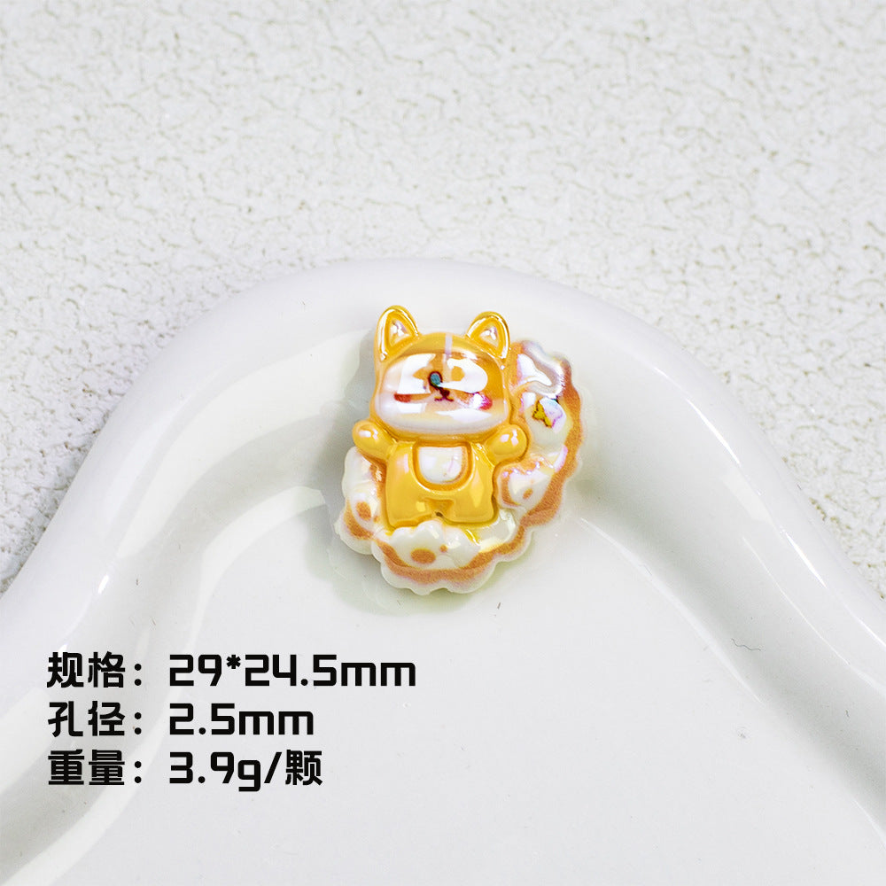 Plating Cute Corgi Resin Beads Glossy Honey Tone 10pcs 8