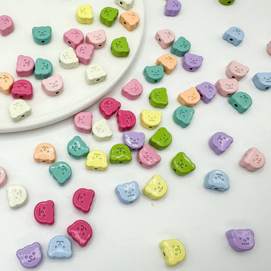 Teddy Bear Metal Beads 10mm Glossy Painted Alloy 10pcs