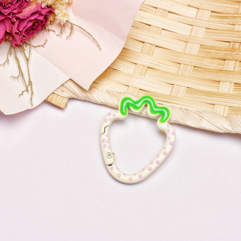 Alloy 37mm Strawberry Shaped Trigger Spring Keyrings 4pcs 10