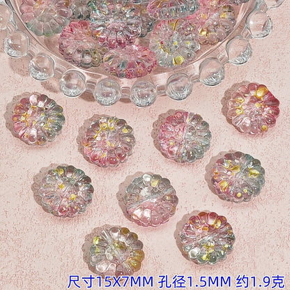 Gradient Sunflower Glass Beads 15mm Glossy Translucent Petals 25pcs 13