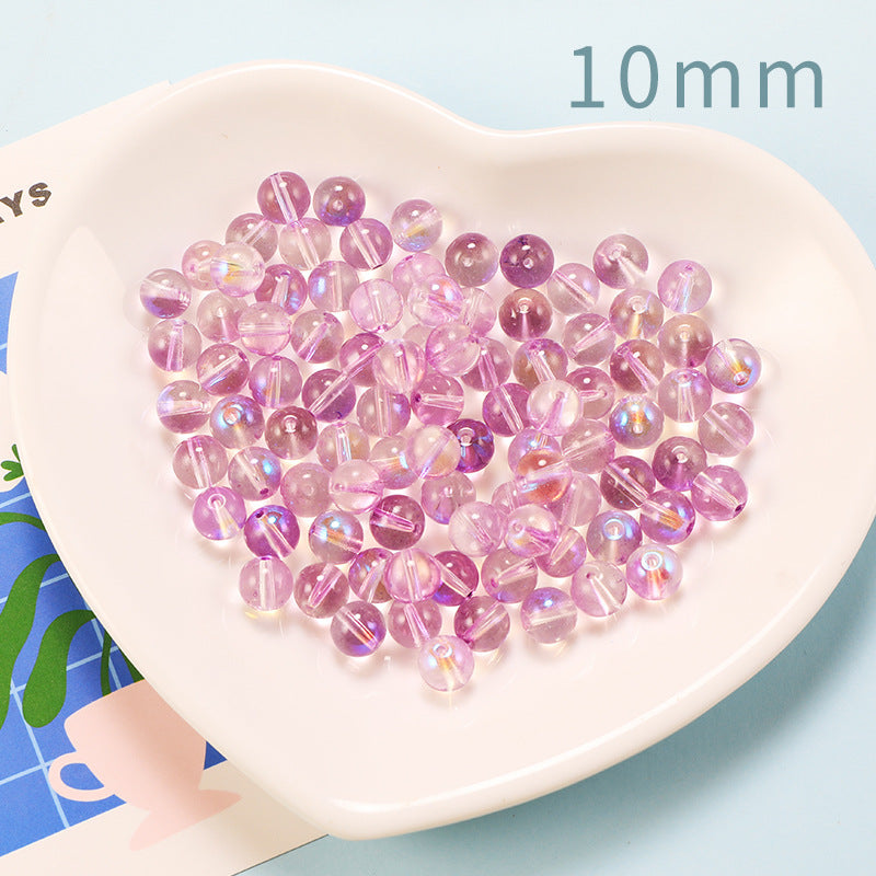Transparent Double Color Glass Beads 10mm Glossy Shimmer 10pcs 12