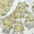 Clear Floral Star Resin Beads 22mm Translucent with Gold Flakes 10pcs 6