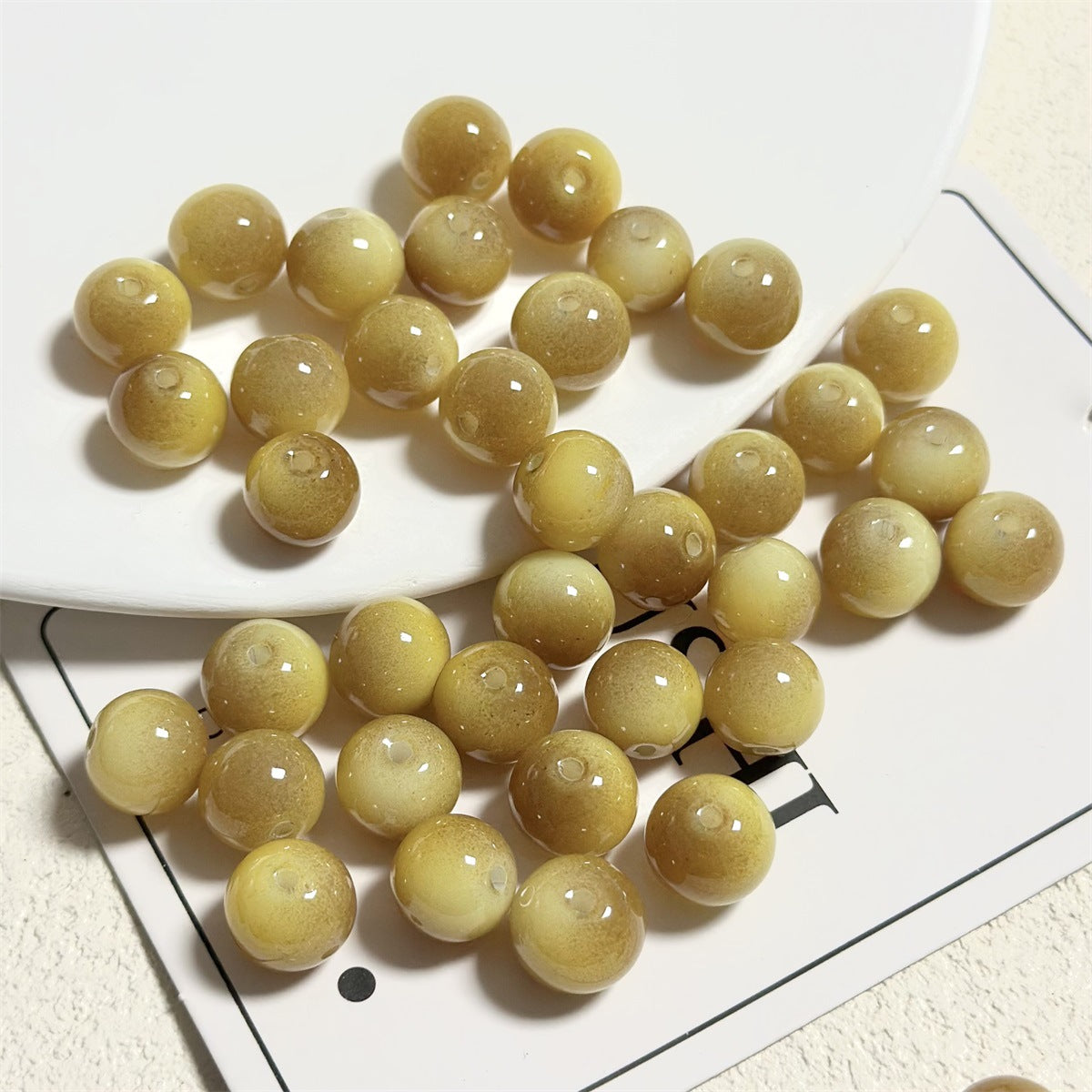 Antique Round Glass Beads 10mm Imitation Tigers Eye Gradient 40pcs 4