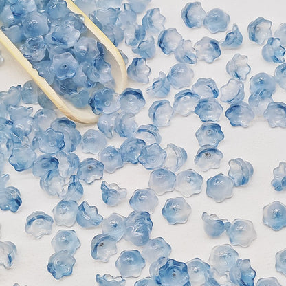 Campanula Flower Glass Beads 7x12mm Frosted Glossy Pastel 50pcs 17