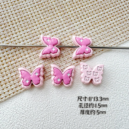 Butterfly Painted Metal Beads Decorative Alloy 10pcs 10
