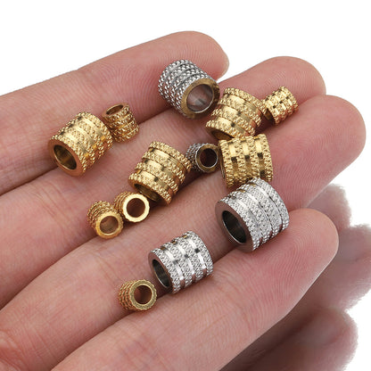 Stainless Steel Tube Metal Beads 5-10mm Four Arcs Reticulated Pattern 20pcs 3