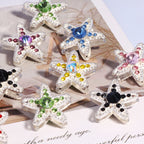Double Sided Star Rhinestone Beads 21mm Alloy Encrusted 6pcs 3