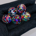 Natural Shell Embeded Rhinestone Bubblegum Ball Rhinestone Beads 16mm 10pcs 6