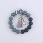 Tassel Leopard Print Silicone Bead Wristlet Keychain Soft Matte 6