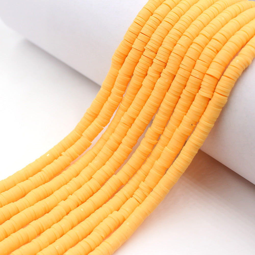 Flat Clay Beads 6mm Solid Color Smooth Polymer Disc 10strands 9