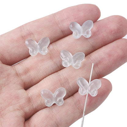 Transparent Butterfly Glass Beads 10x14mm Pastel Colors 20pcs 9