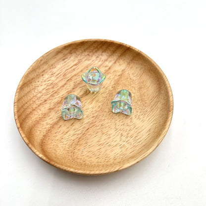 Transparent UV Plating Lily Valley Flower Acrylic Beads 14mm 10pcs 3