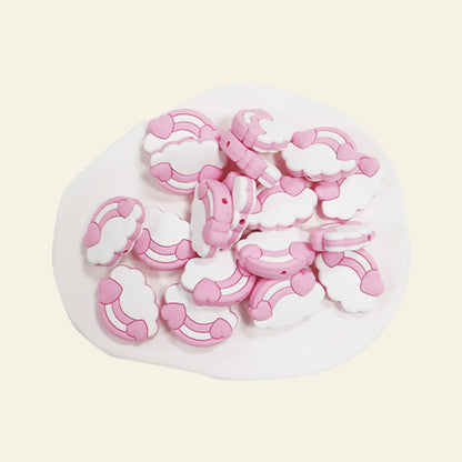 Silicone Focal Beads Cloud Rainbows Hearts Layered Design 20pcs 8