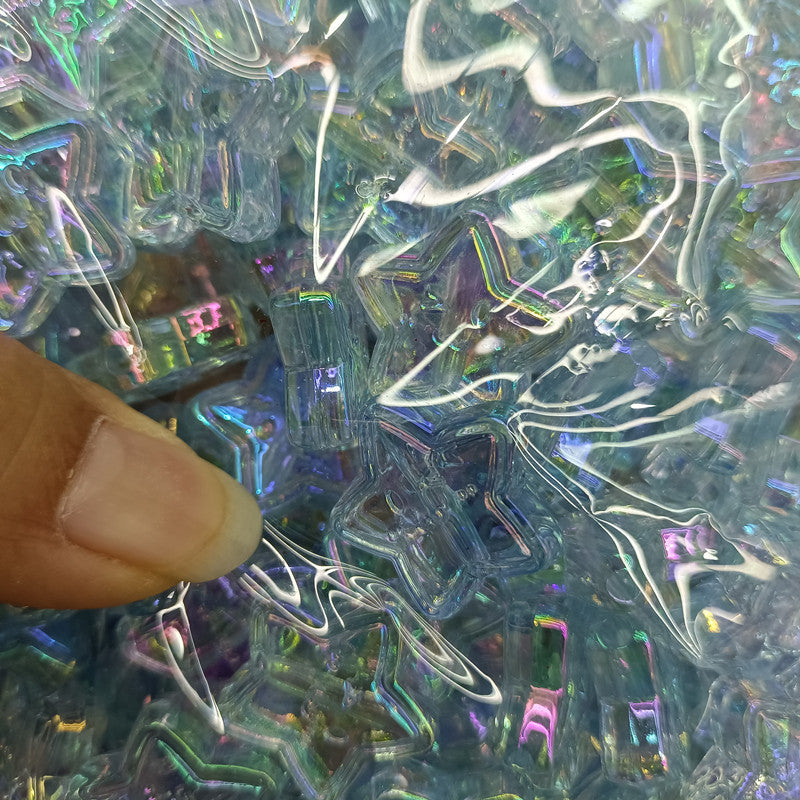 Transparent Smiley Star Acrylic Beads 22mm UV Plating 100pcs 3