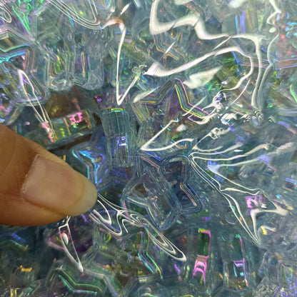 Transparent Smiley Star Acrylic Beads 22mm UV Plating 100pcs 3
