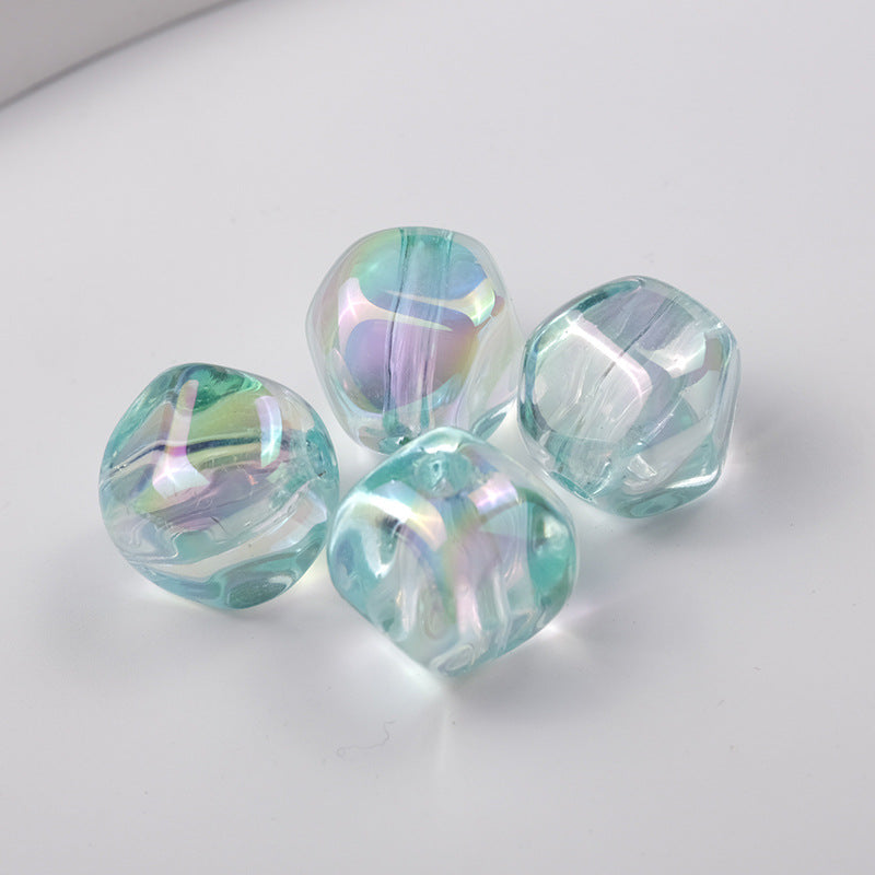 Plating Irregular Acrylic Beads 16mm Transparent Mixed Colors 100pcs 6
